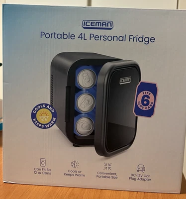 Iceman by Chefman, Nevera Portátil, 4 Litros, Negra, Se Adapta a 6 Latas de 12oz, Nueva en Caja Foto 1 de 4