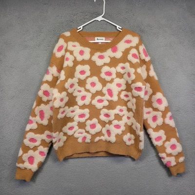 Suéter andMerci Mujer L Marrón Texturizado Margarita Floral De Colección Inspirado Tejido Difuso Foto 1 de 4