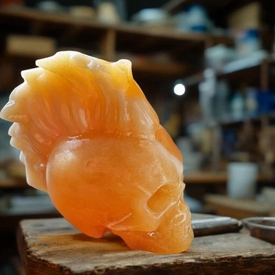 Natural Stone Skull Sculpture Memento Mori Art Root Chakra Grounding Protection - Image 1 of 4