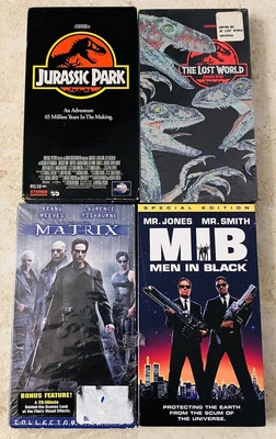 Retro Sci-Fi VHS Lot Matrix Jurassic Park Lost World Men in Black 90s Classics - Image 1 of 4