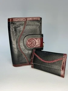 Vintage Black Genuine  Leather Wallet Set  - Picture 1 of 18