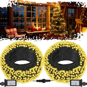 2Pack Connectable Total 132Ft 400 LED Christmas Lights with Timer, Green Wire Fa - Picture 1 of 12