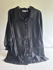 Joan Rivers Damen Shirt schwarz Kordelzug Knopf Größe XL - Bild 1 von 6