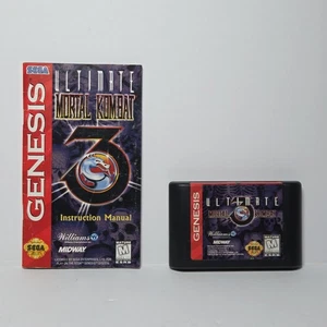 Ultimate Mortal Kombat 3 (Sega Genesis, 1995) Cartridge & Manual Only Tested! - Picture 1 of 4