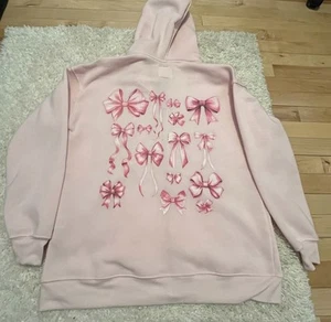 No Comment JuniorFleece JuniorsMedium Pink RibbonZip Up Hoodie NWT - Picture 1 of 8