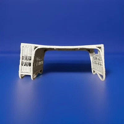 Vintage Wicker Bed Breakfast Lap Serving Tray with Magazine Holder - Image 1 of 4