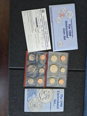 1998 P&D Mint Set Uncirculated US OGP with Envelope & COA (10 Coin Set) - Image 1 of 2