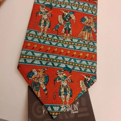 PINEDA COVALIN Limited Edition BIRDMAN Indian Cacaxtla New Mens Silk Tie - Image 1 of 4