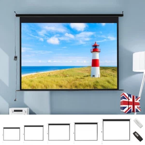 60-120 Inch Projector Screen Electric Motorised / Manual Pull-Down Home Cinema - Picture 1 of 40