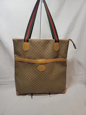 GUCCI Vtg 70s-80s Tan Brown Monogram Large Shopper Tote Bag 002*084*0163 - Image 1 of 4