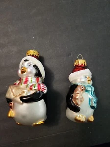 Penguin Glass Christmas Ornament, x 3 sizes, vtg - Picture 1 of 8