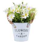 Artificial Daisy in Pot Vintage Flower Planter for Home (White)