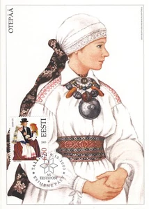 Estonia Estland Otepää National Costume Dress Estonia Mint Maxi FDC 2003 - Picture 1 of 1