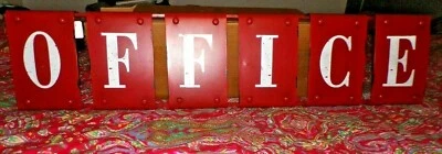 POTTERY BARN Rustic Iron OFFICE Sign, red, new, wall decor, 35" L,vintage appeal - Image 1 of 4