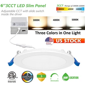 6 Inch Ultra-Thin LED Recessed Ceiling Light with Junction Box,3000K/4000K/5000K - Picture 1 of 27