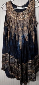VESTIDO TANQUE Ashley Taylor Mujer 18 20 OS Dorado Azul Marino Elegante Diseñador Mod NUEVO - Imagen 1 de 13