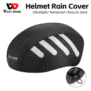 WEST BIKING Bicycle Helmet Rain Cover Reflective Waterproof Helmet Cover Black - Picture 1 of 16