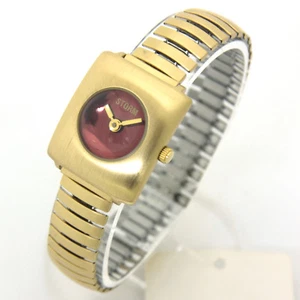 STORM VINTAGE WOMEN'S WATCH "Rect Detroit" Gold/Red - Picture 1 of 3