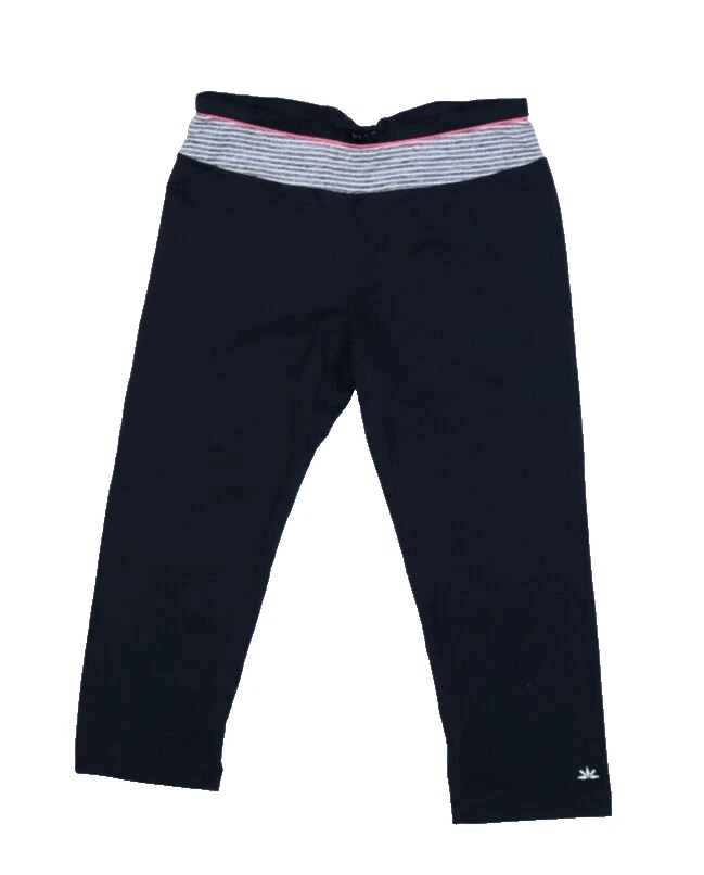 Lukka Womens Black Striped Waist Activewear Athletic Cropped Capri Leggings S - Image 1 of 4