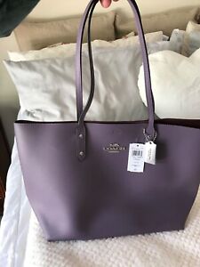 NEW NWT COACH LARGE LEATHER TOWN TOTE SHOULDER BAG - PURPLE LAVENDER STYLE 72673