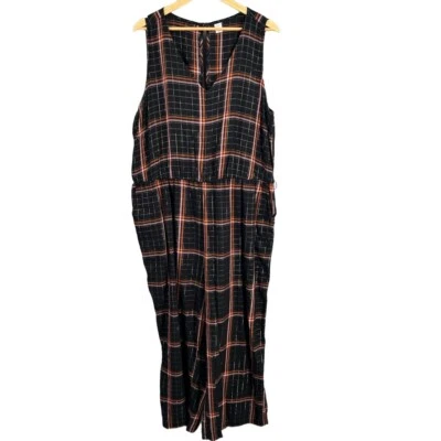 Antiguo Mono Azul Marino Negro Cuadros Metálico Bolsillos Cruzados Sin Mangas Extra Grande Foto 1 de 4