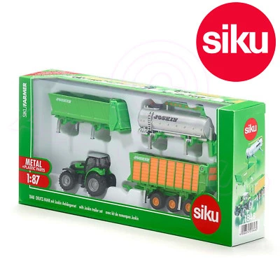 SIKU No 1848 1:87 DEUTZ-FAHR Agrotron X720 Tractor with 3 Trailers DieCast Toy - Image 1 of 2