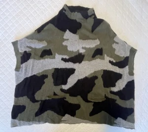 Anthropologie Moth Camo Sweater Oversized Sz S Batwing Sleeve Pockets Mock Neck - Picture 1 of 12
