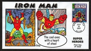 USA, SCOTT # 4159-R, HANDPAINTED COLLINS FDC COVER - IRON MAN, SUPERHEROES 2007 - Picture 1 of 1