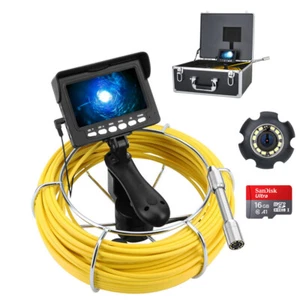 Telecamera di ispezione tubi di fognatura 4,3" 22 mm 50 m DVR 16 GB endoscopio industriale scarico - Foto 1 di 12
