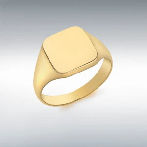 Anillo de sello de piedra transparente de oro amarillo y blanco de 9 quilates para hombre, anillo talla V (0737) - Imagen 1 de 2