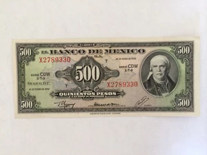 500 PESO MEXICO BANKNOTE 1977 MORELOS CDW MEXICO - Picture 1 of 2