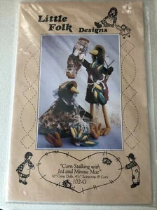 LITTLE FOLK DESIGNS #102-G “Corn Stalking With Jed And Minnie Mae” 1993 NIP - Picture 1 of 4