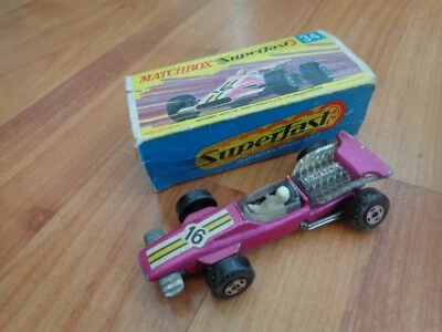 VINTAGE MATCHBOX LESNEY SUPERFAST NO.34 PURPLE F1 FORMULA 1 CAR GOOD BOXED - Image 1 of 3
