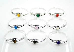 Boho Handgefertigt Rot Onyx Armspange Kristall Multi Edelstein Silber Armreif - Bild 1 von 12