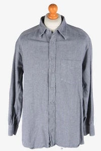 Camisa Franela Años 90 Retro Manga Larga Gruesa Algodón Abotonada Gris Talla XL-SH4085 - Imagen 1 de 4