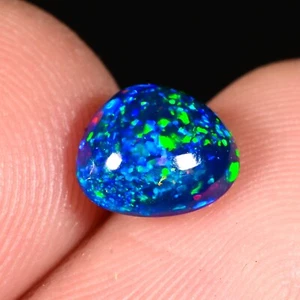 Heart Shape Black Opal Cabochon Making For Jewelry Ethiopian Fire Opal Stone - Picture 1 of 2