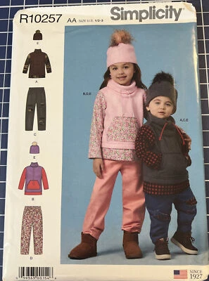 Simplicity R10257 Pullover Top w Kangaroo Pocket, Pants & Hat Sz 1/2-3 Uncut FF - Image 1 of 4
