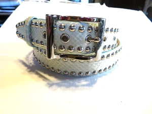 Very Nice Ladies DKNY Light Green Snakeskin Belt Tan Leather LG 1 3/8" wide 805 - Picture 1 of 4