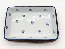 Casserole Dish Blue White with Basket