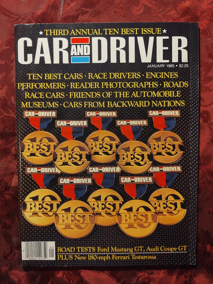 CAR And DRIVER January 1985 10 Best Audi Coupe GT Ferrari Testarossa  Foto 1 de 1