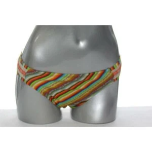 Lucky Brand Womens M Swim Bottom Scoop Orange Stripe Bikini Multi-Color 304331 - Picture 1 of 3