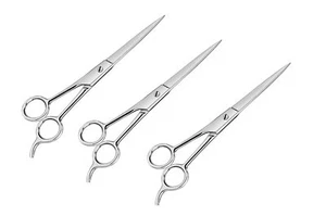 Hair Cutting Scissors & Men Mustache Trimming Styling Scissor Set of 3 6.5 Inch - Picture 1 of 8
