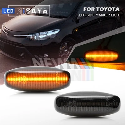 Smoked LED Side Marker Turn Signal Light For 2014-2019 Toyota Vios Yaris Sedan - Image 1 of 4