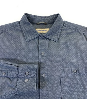 Camisa geométrica Tommy Bahama Coastline para hombre de pana delgada con bolsillo de ballena gris XL Foto 1 de 4