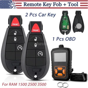 For 2013 2014 2015 2016 2017 Dodge RAM 1500 2500 3500 2 Remote Key + Programmer - Picture 1 of 12