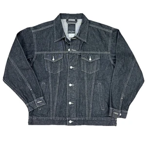Vintage Sean John Black Denim Jean Jacket Y2K Trucker Men’s Size Medium - Picture 1 of 8