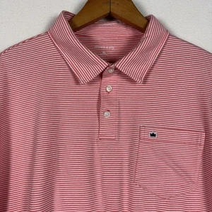 Crown & Ivy Herren XL Hemd Polo Streifen Print Kurzarm Navy Pfirsich Frühling - Bild 1 von 8