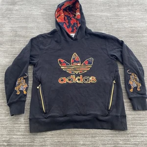 Adidas Originals Hoodie Mens Medium Black Trefoil Tiger CNY Zip Pockets GC8381 - Picture 1 of 12