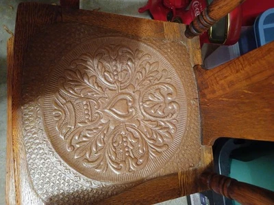 Antique High Chair, embossed seat - Image 1 of 4