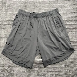 Under Armour Gray Retro Loose Fit Athletic Shorts Men's W32 Elastic Waist Pocket - Picture 1 of 7